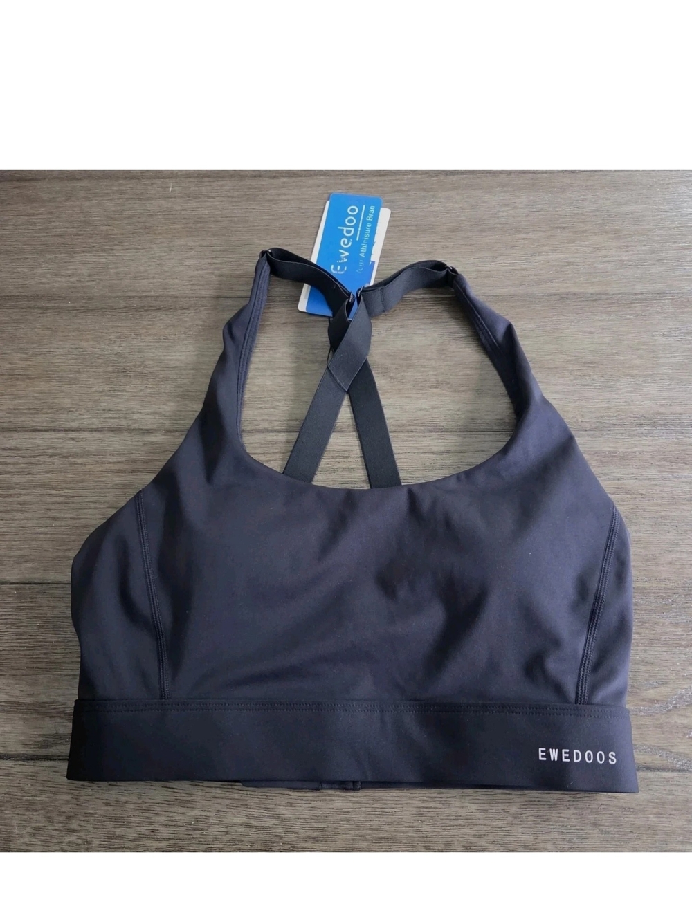 Ewedoos Black Sports Bra Padded Adjustable Strps Criss Cross Back Size S NEW